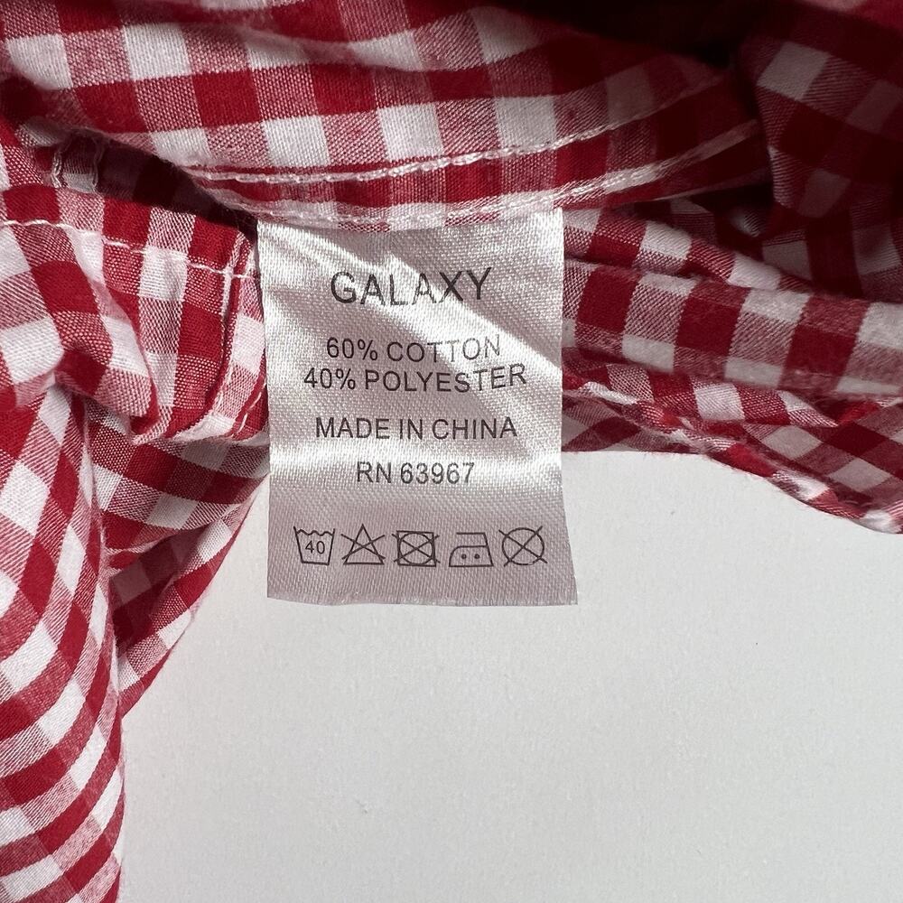 Galaxy‎ Men's Red/White Check Woven Button-Up Shirt Long Sleeve XL - Picture 7 of 7